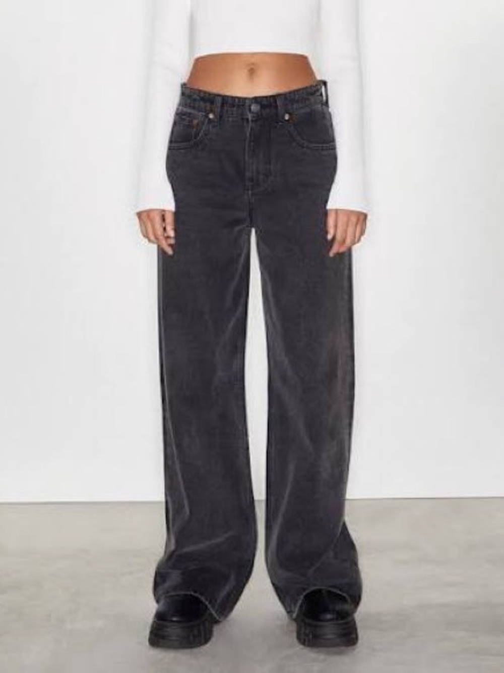 Motel Rocks Wide Leg High-Rise Jeans - Black